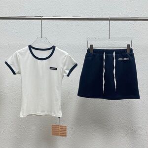 Miu Miu slim-fit short-sleeved top and A-line skirt set